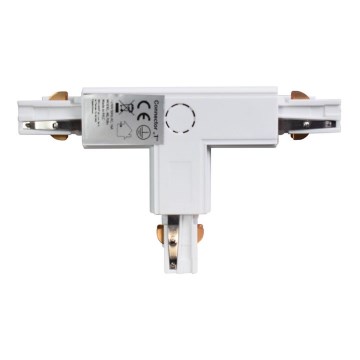 Conector para iluminações em sistema de carril trifásico TRACK branco tipo T