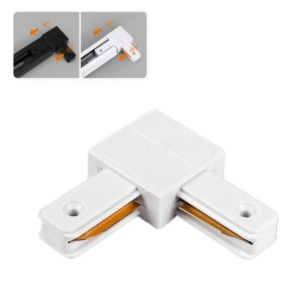 Conector para luminárias em sistema de calha monofásico tipo L branco