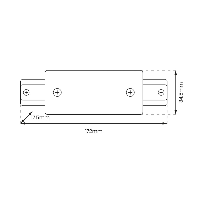 Conector para luzes no sistema de carris monofásico direito + fonte de alimentação branco