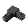 Conector para luzes no sistema de carris monofásico tipo L preto
