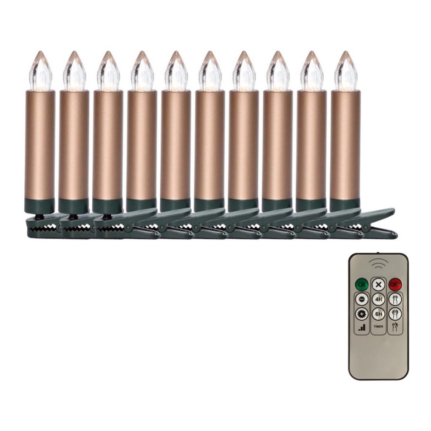 CONJUNTO 10x decorações de Natal LED LED/1xAAA + controlo remoto