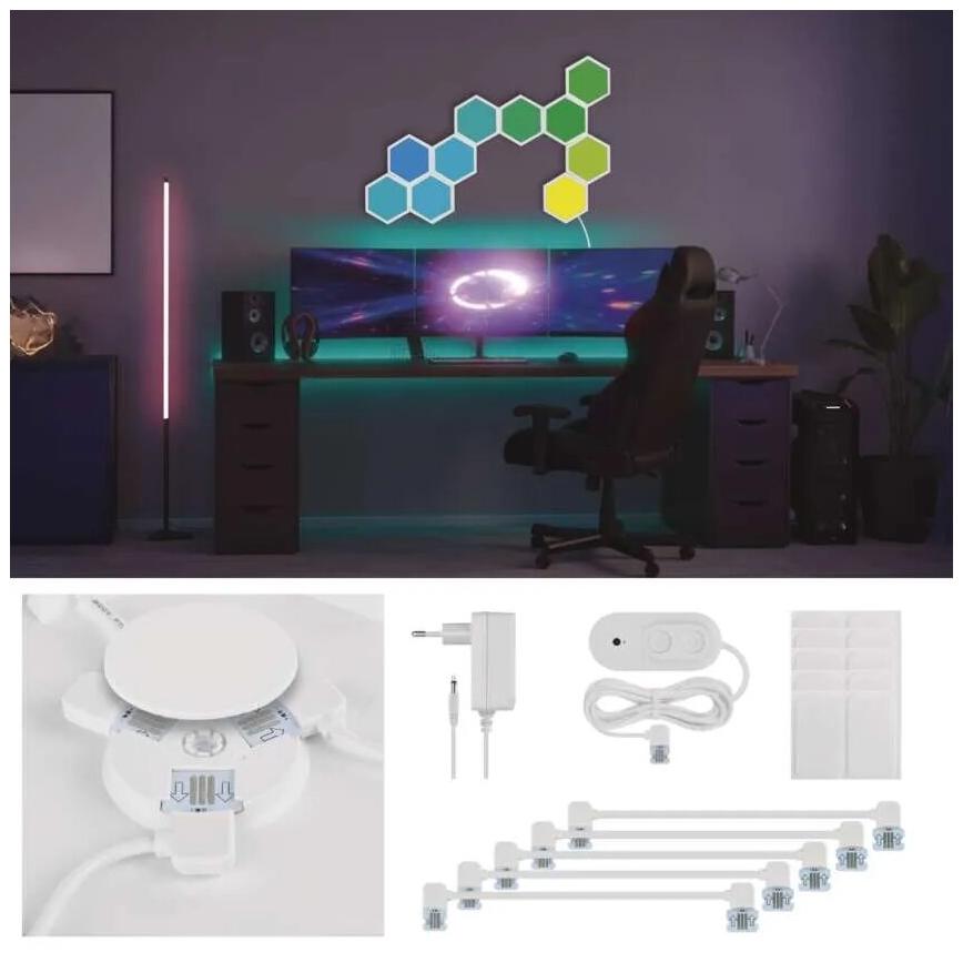 CONJUNTO 10x RGBIC Painel com regulação LED/1,9W/230V Wi-Fi Tuya