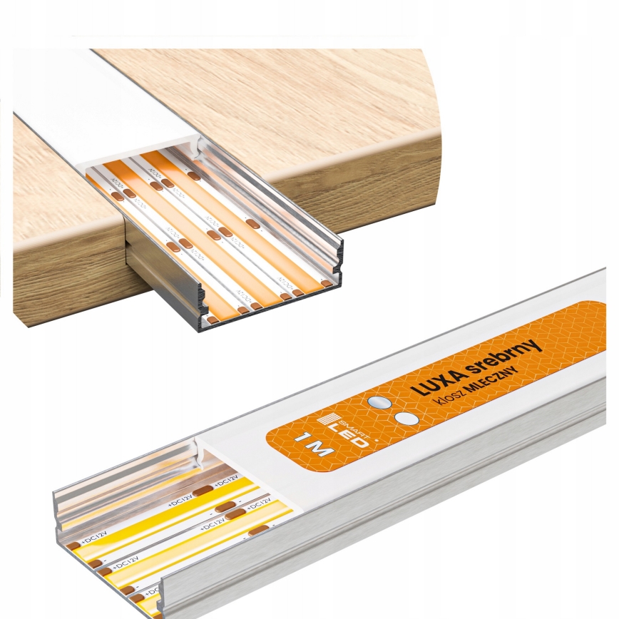 KIT 1x Fita LED MYLIVING LIGHTSTRIP LED/22W/230V 5 m + 5x perfil embutido 1 m prateado/branco
