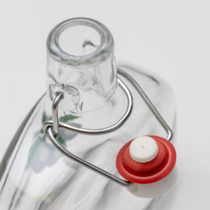 Conjunto 1x frasco de vidro e 2x copos para shots transparente com um motivo de ameixa