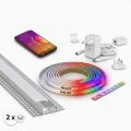 CONJUNTO 1x Tira LED RGBW regulável Philips Hue WHITE AND COLOR AMBIANCE LED/20W/230V 2 m + 2x perfil embutido 1 m prateado/branco