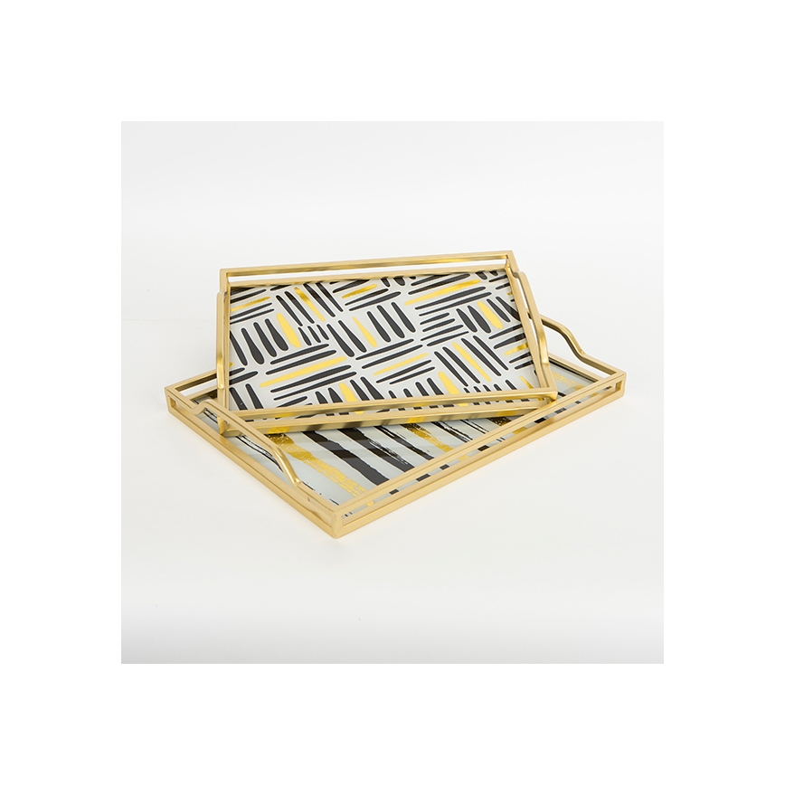 CONJUNTO 2x Bandejas decorativas 40x30/35x25 cm dourado