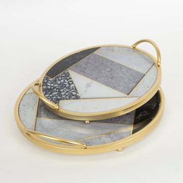 CONJUNTO 2x Bandejas decorativas diâmetro 35/30 cm dourado