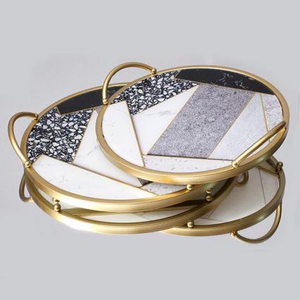 CONJUNTO 2x Bandejas decorativas diâmetro 35/30 cm dourado