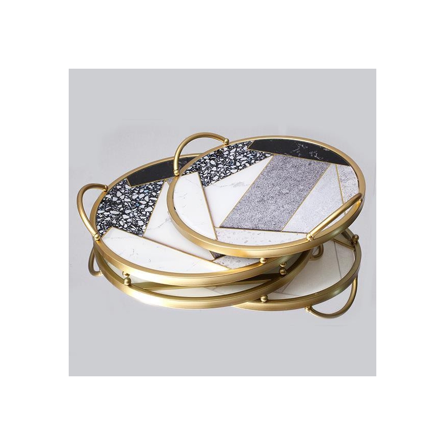 CONJUNTO 2x Bandejas decorativas diâmetro 35/30 cm dourado