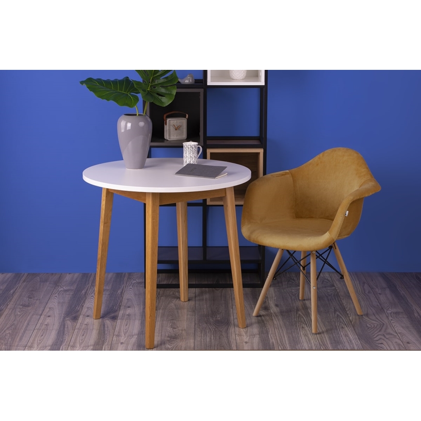 CONJUNTO 2x Cadeira de refeição NEREA 80x60,5 cm amarelo/faia