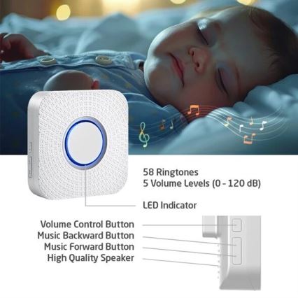 CONJUNTO 2x Campainhas Sem Fios Plug-in cinético 230V branco