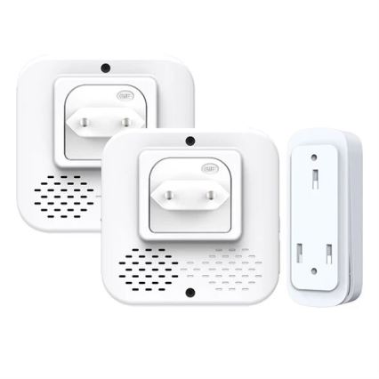 CONJUNTO 2x Campainhas Sem Fios Plug-in cinético 230V branco