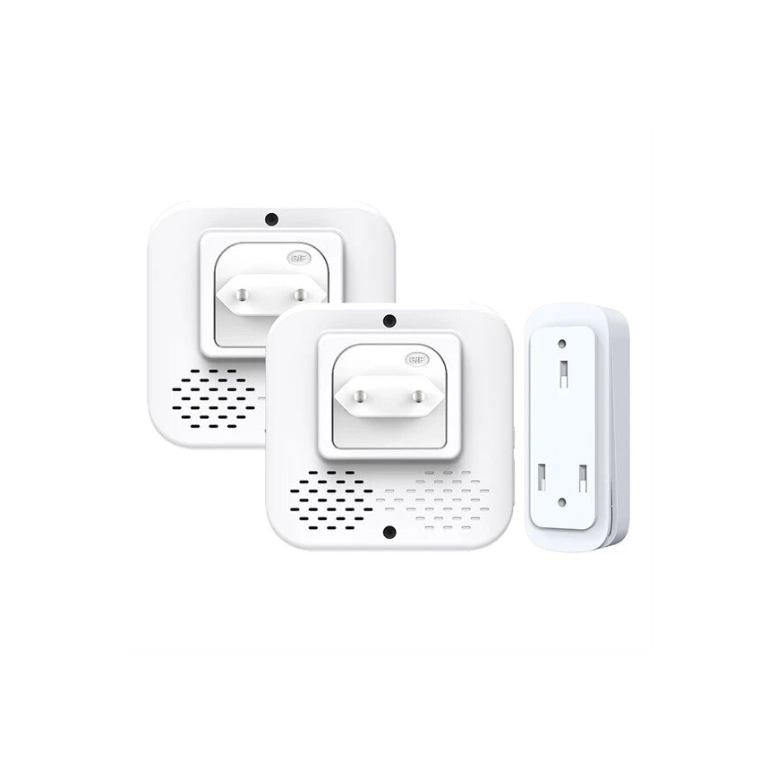 CONJUNTO 2x Campainhas Sem Fios Plug-in cinético 230V branco