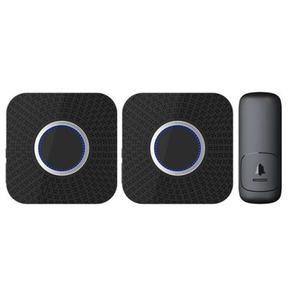 CONJUNTO 2x Campainhas Sem Fios Plug-in cinético 230V preto