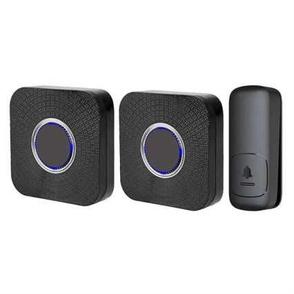 CONJUNTO 2x Campainhas Sem Fios Plug-in cinético 230V preto
