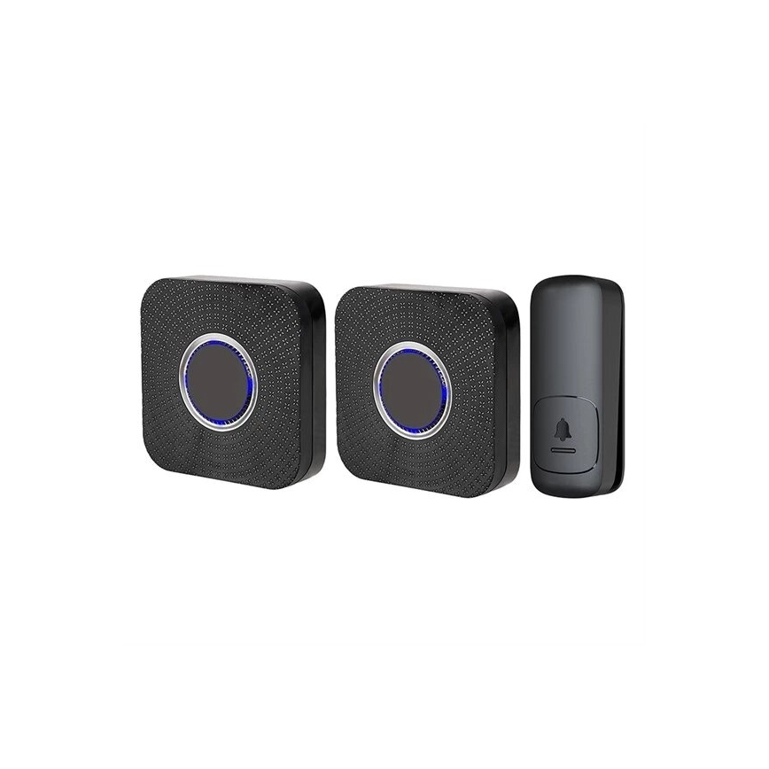 CONJUNTO 2x Campainhas Sem Fios Plug-in cinético 230V preto