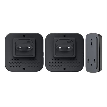 CONJUNTO 2x Campainhas Sem Fios Plug-in cinético 230V preto
