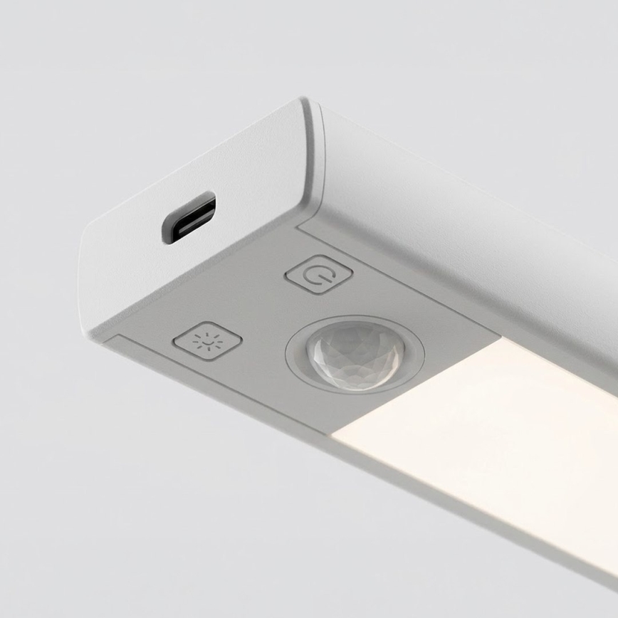 Conjunto de 2 luzes LED recarregáveis para mobiliário com sensor de movimento e de crepúsculo VIRO LED/1,2W/3,7V 800 mAh 3000/4000/6500K 30 cm, brancas