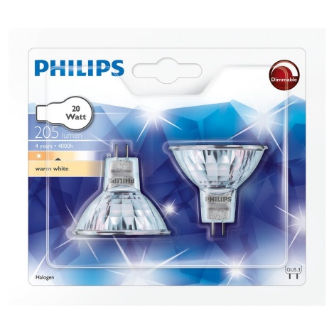 CONJUNTO 2x Lâmpada de halogéneo industrial GU5,3/20W/12V - Philips