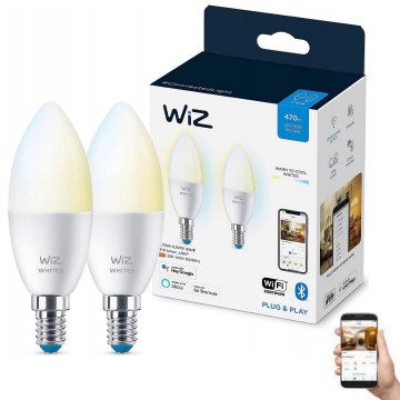 CONJUNTO 2x Lâmpada LED com regulação C37 E14/4,9W/230V 2700-6500K CRI 90 Wi-Fi - WiZ