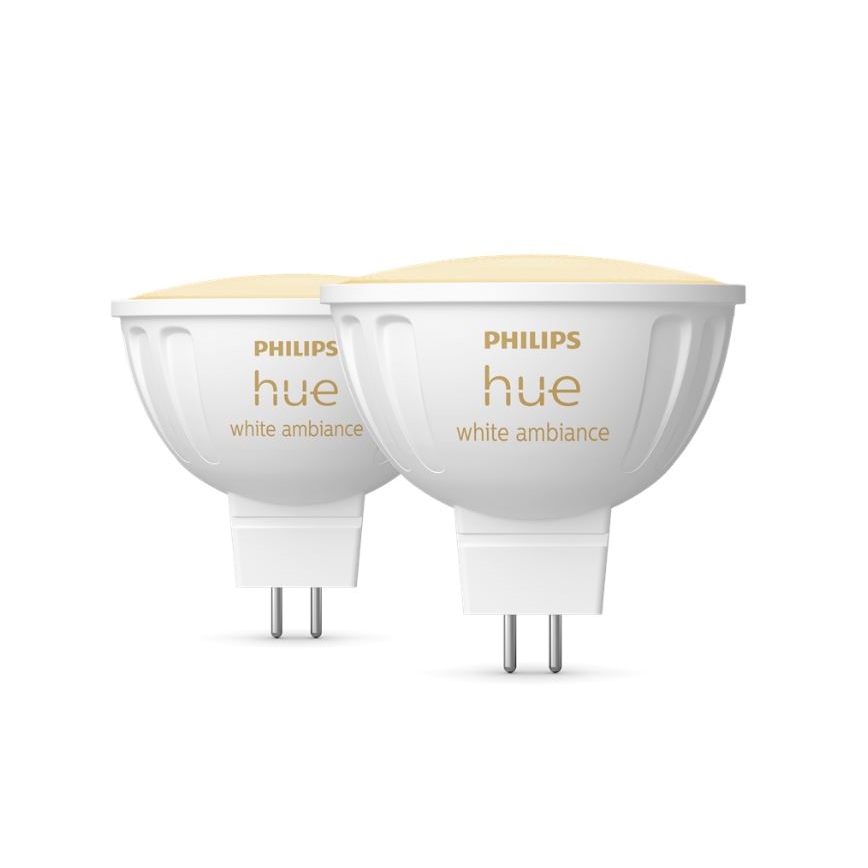CONJUNTO 2x Lâmpada LED com regulação Philips Hue White Ambiance GU5,3/MR16/5,1W/12V 2200-6500K