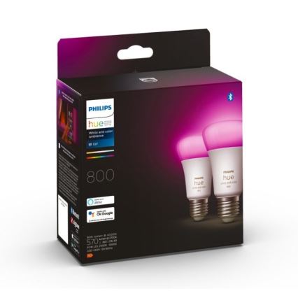 CONJUNTO 2x Lâmpada LED com regulação Philips Hue White And Color Ambiance A60 E27/6,5W/230V 2000-6500K