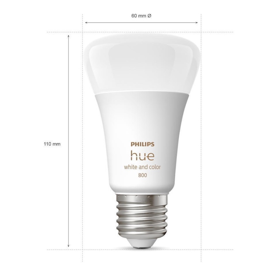 CONJUNTO 2x Lâmpada LED com regulação Philips Hue White And Color Ambiance A60 E27/9W/230V 2000-6500K