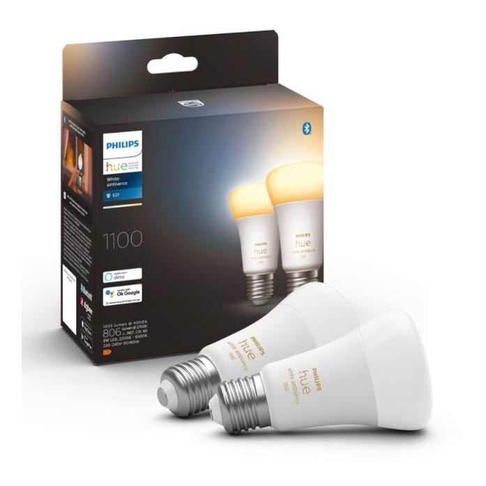 CONJUNTO 2x Lâmpada LED com regulação Philips Hue WHITE AMBIANCE E27/8W/230V 2200-6500K