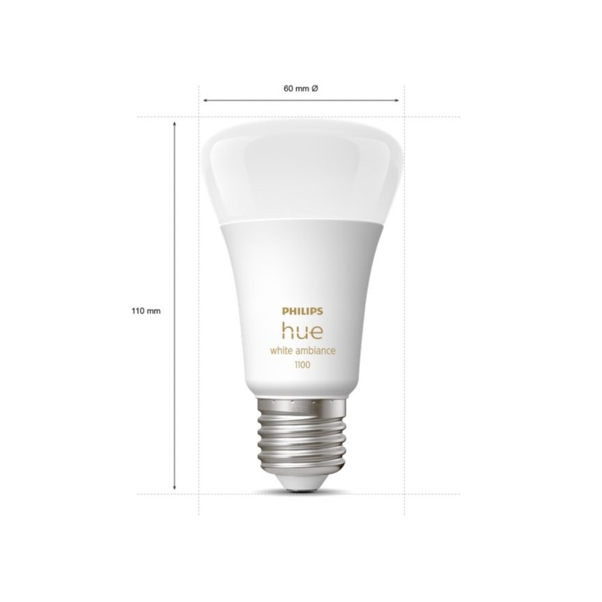 CONJUNTO 2x Lâmpada LED com regulação Philips Hue WHITE AMBIANCE E27/8W/230V 2200-6500K