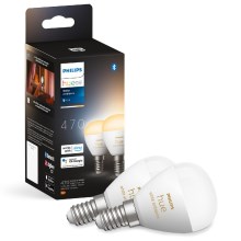 CONJUNTO 2x Lâmpada LED com regulação Philips Hue WHITE AMBIANCE P45 E14/5,1W/230V 2200-6500K