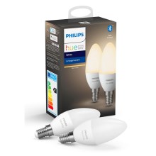 CONJUNTO 2x Lâmpada LED com regulação Philips Hue WHITE E14/5,5W/230V 2700K