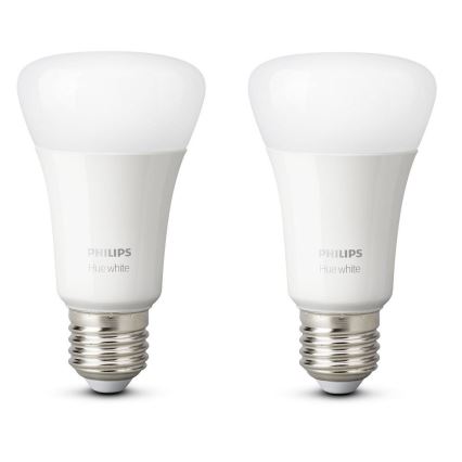 CONJUNTO 2x Lâmpada LED com regulação Philips Hue WHITE E27/9W/230V 2700K