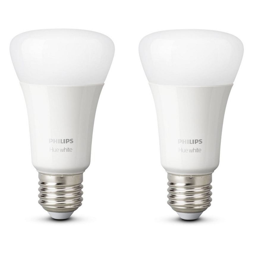 CONJUNTO 2x Lâmpada LED com regulação Philips Hue WHITE E27/9W/230V 2700K
