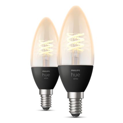 CONJUNTO 2x Lâmpada LED com regulação Philips Hue WHITE FILAMENT E14/4,5W/230V 2100K