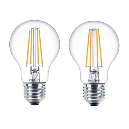 CONJUNTO 2x Lâmpada LED Philips A60 E27/7W/230V 2700K