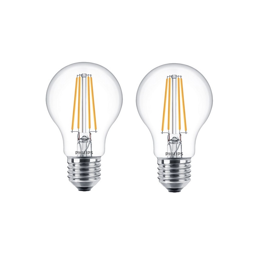CONJUNTO 2x Lâmpada LED Philips A60 E27/7W/230V 2700K