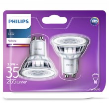 CONJUNTO 2x Lâmpada LED Philips GU10/3,5W/230V 3000K