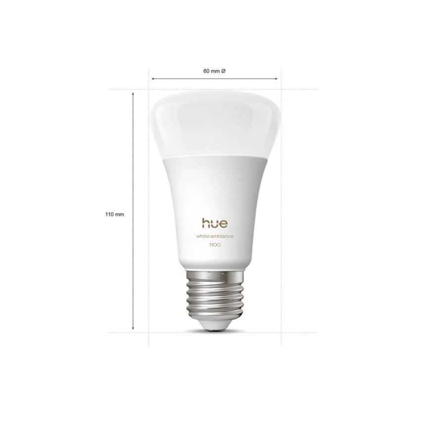 Pack de 2 lâmpadas LED reguláveis Philips Hue WHITE AMBIANCE E27/8,1W/230V 1000-20000K