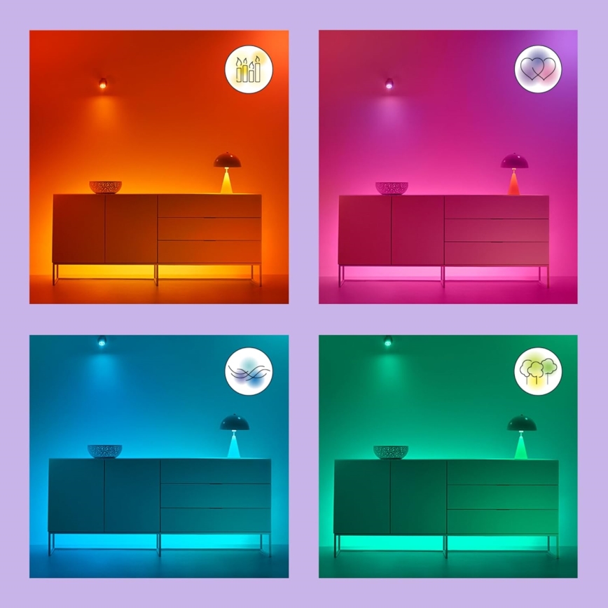 CONJUNTO 2x Lâmpada LED RGBW com regulação C37 E14/4,9W/230V 2200-6500K Wi-Fi - WiZ