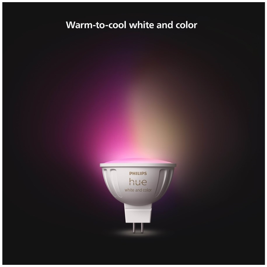 CONJUNTO 2x Lâmpada LED RGBW com regulação Philips Hue White And Color Ambiance GU5,3/MR16/6,3W/12V 2000-6500K