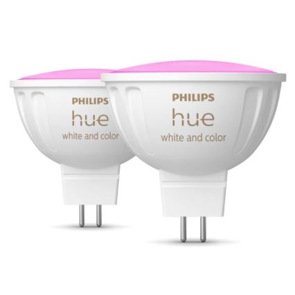CONJUNTO 2x Lâmpada LED RGBW com regulação Philips Hue White And Color Ambiance GU5,3/MR16/6,3W/12V 2000-6500K