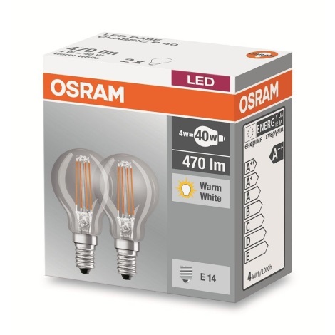CONJUNTO 2x Lâmpada LED VINTAGE B40 E14/4W/230V 2700K - Osram