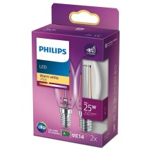 CONJUNTO 2x Lâmpada LED VINTAGE Philips E14/2W/230V 2700K