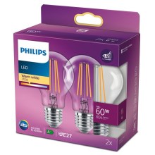 CONJUNTO 2x Lâmpada LED VINTAGE Philips E27/7W/230V 2700K