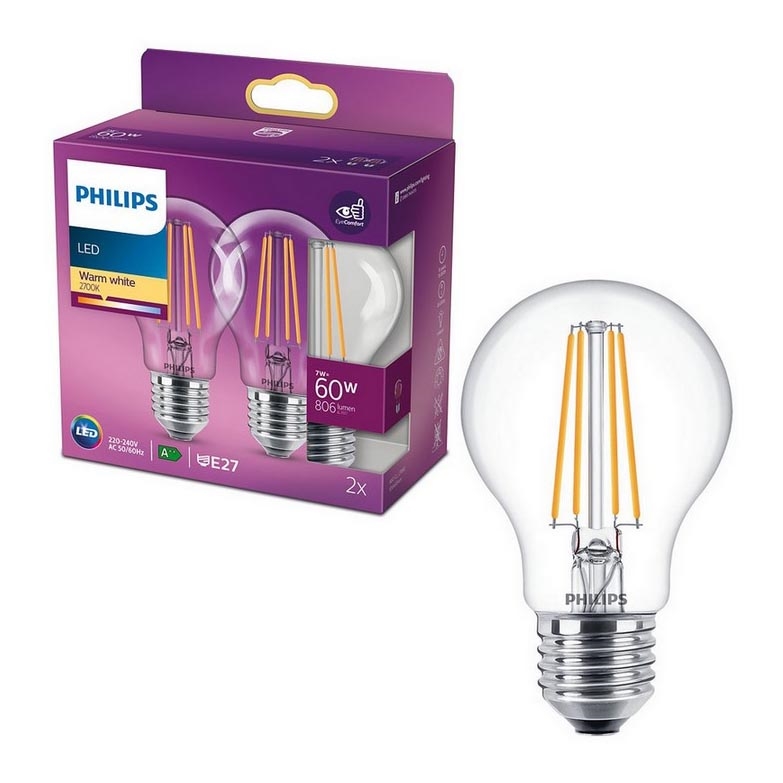 CONJUNTO 2x Lâmpada LED VINTAGE Philips E27/7W/230V 2700K