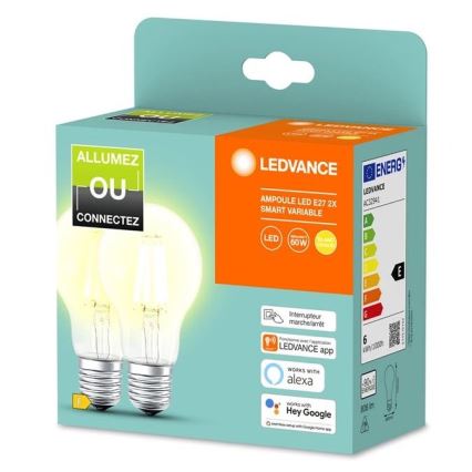 CONJUNTO 2x Lâmpada regulável LED SMART+ A60 E27/6W/230V 2700K - Ledvance