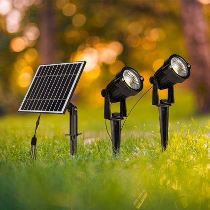 CONJUNTO 2x Lâmpada solar LED para exterior 2xLED/1,2W/3,7V IP65 3000K 4000 mAh