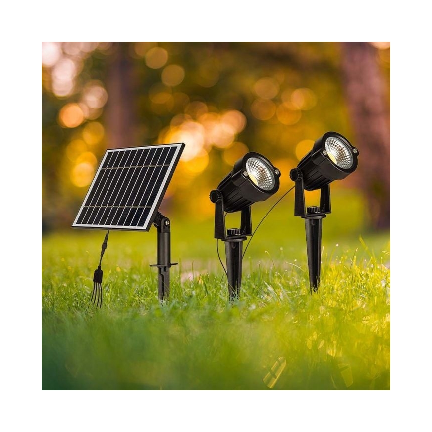 CONJUNTO 2x Lâmpada solar LED para exterior 2xLED/1,2W/3,7V IP65 3000K 4000 mAh