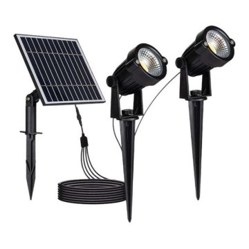 CONJUNTO 2x Lâmpada solar LED para exterior 2xLED/1,2W/3,7V IP65 3000K 4000 mAh