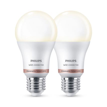 CONJUNTO 2x Lâmpadas LED com regulação Philips A60 E27/8W/230V Wi-Fi